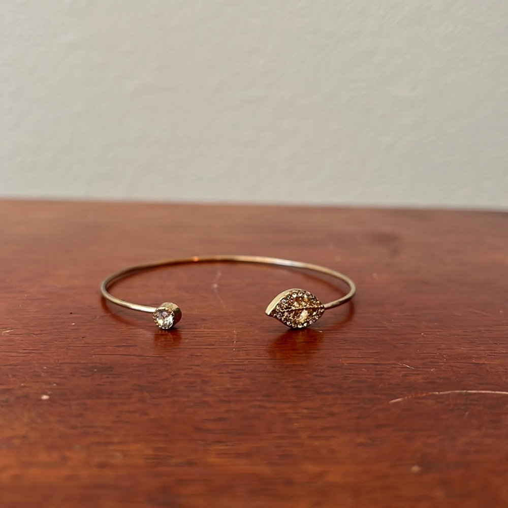 Open cuff leaf bracelet.